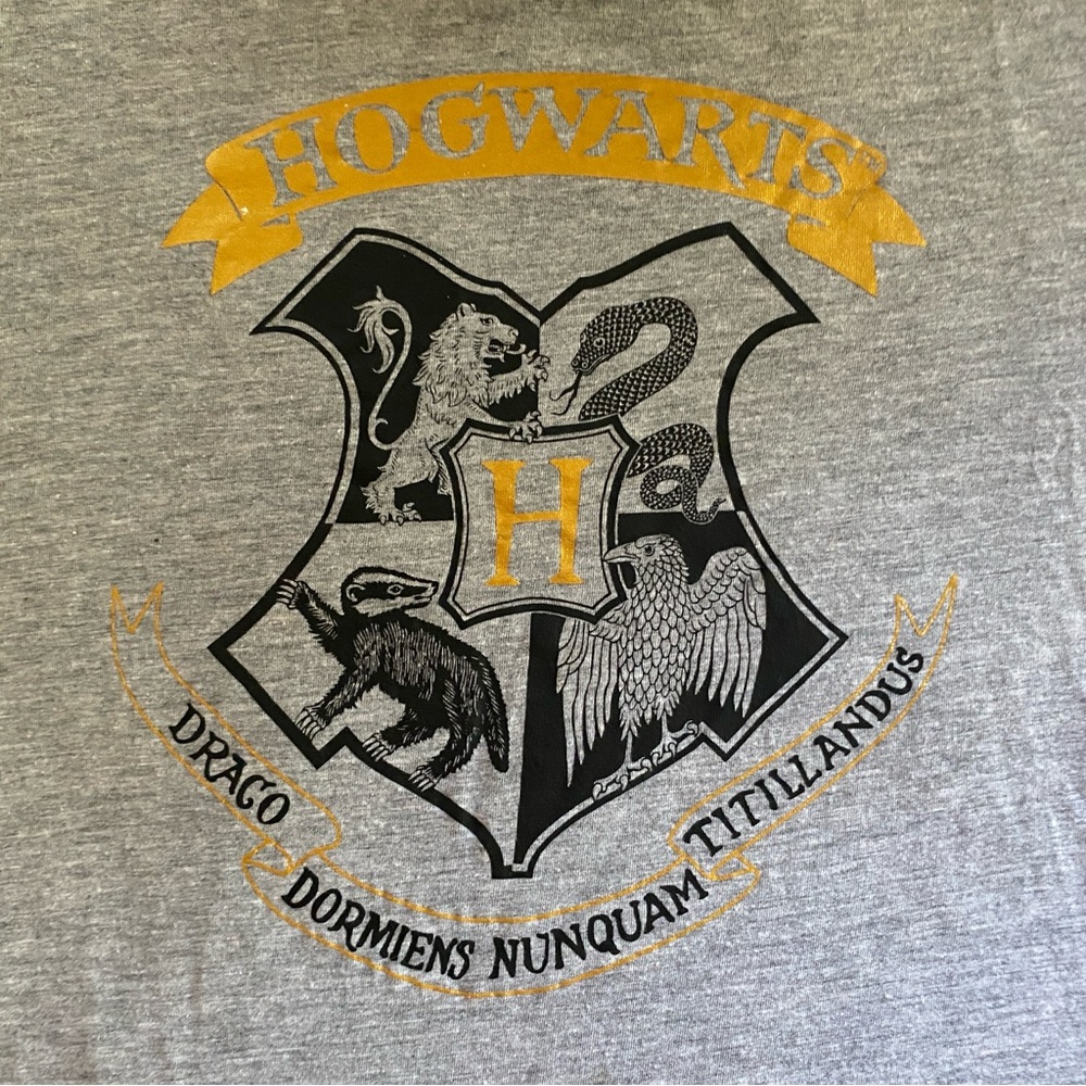 Harry Potter Hogwarts Nightgown Gray Women’s S 4-6 Long Sleeve EUC